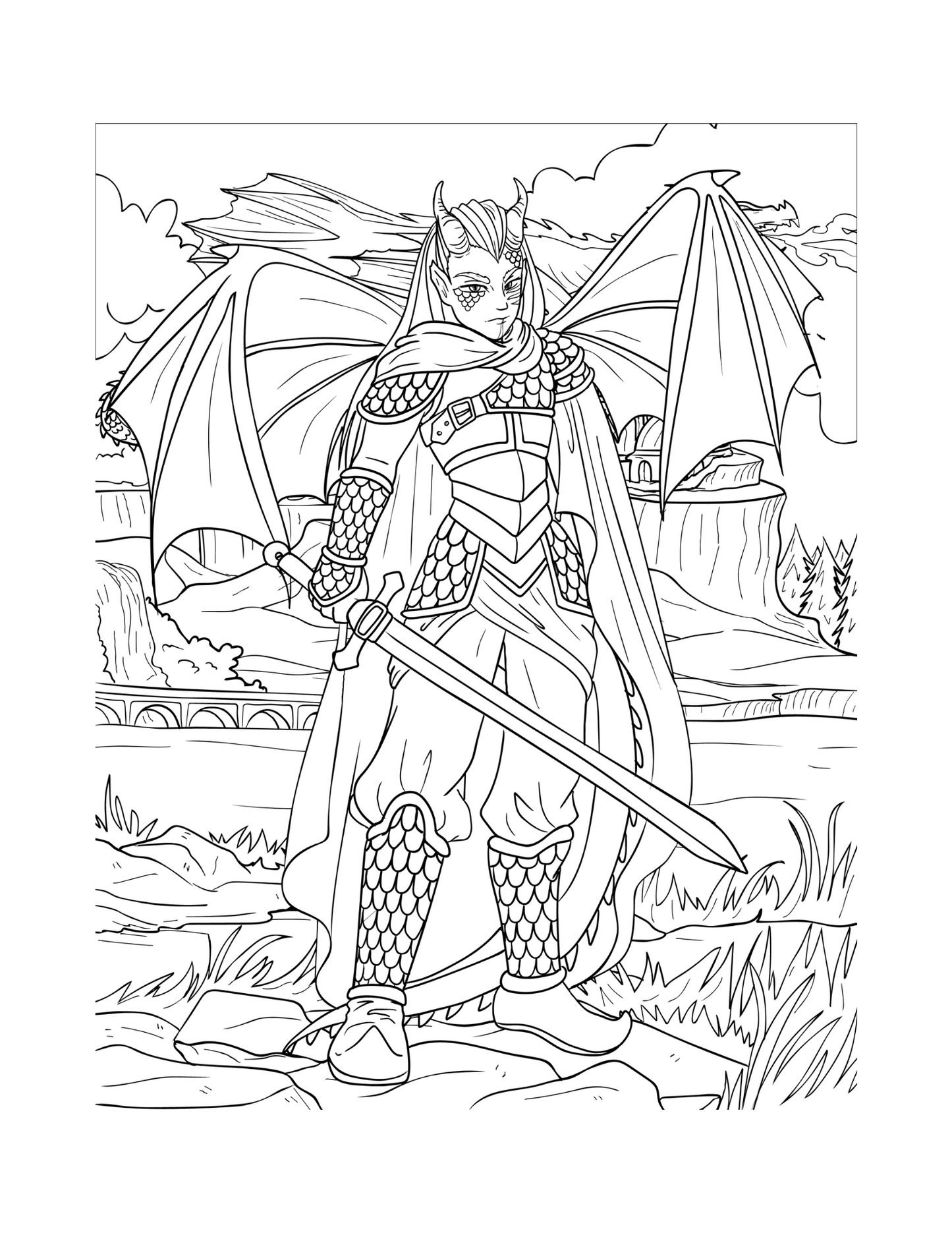 Dark Fantasy : Coloring Book with Mythical Creatures Women for Adults & Teens