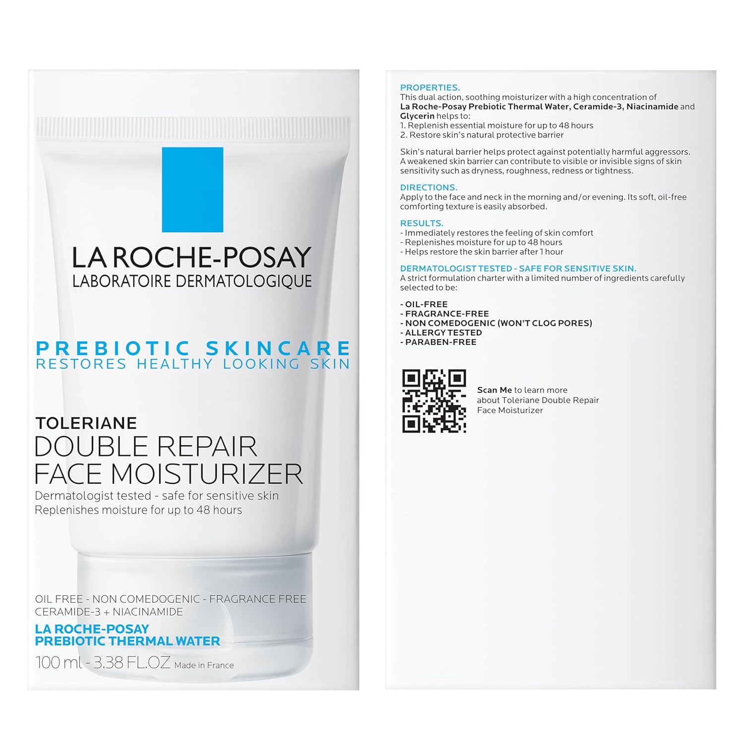 La Roche-Posay Toleriane Double Repair Face Moisturizer, Daily Moisturizer Face Cream with Ceramide and Niacinamide for All Skin Types, Oil Free, Fragrance Free