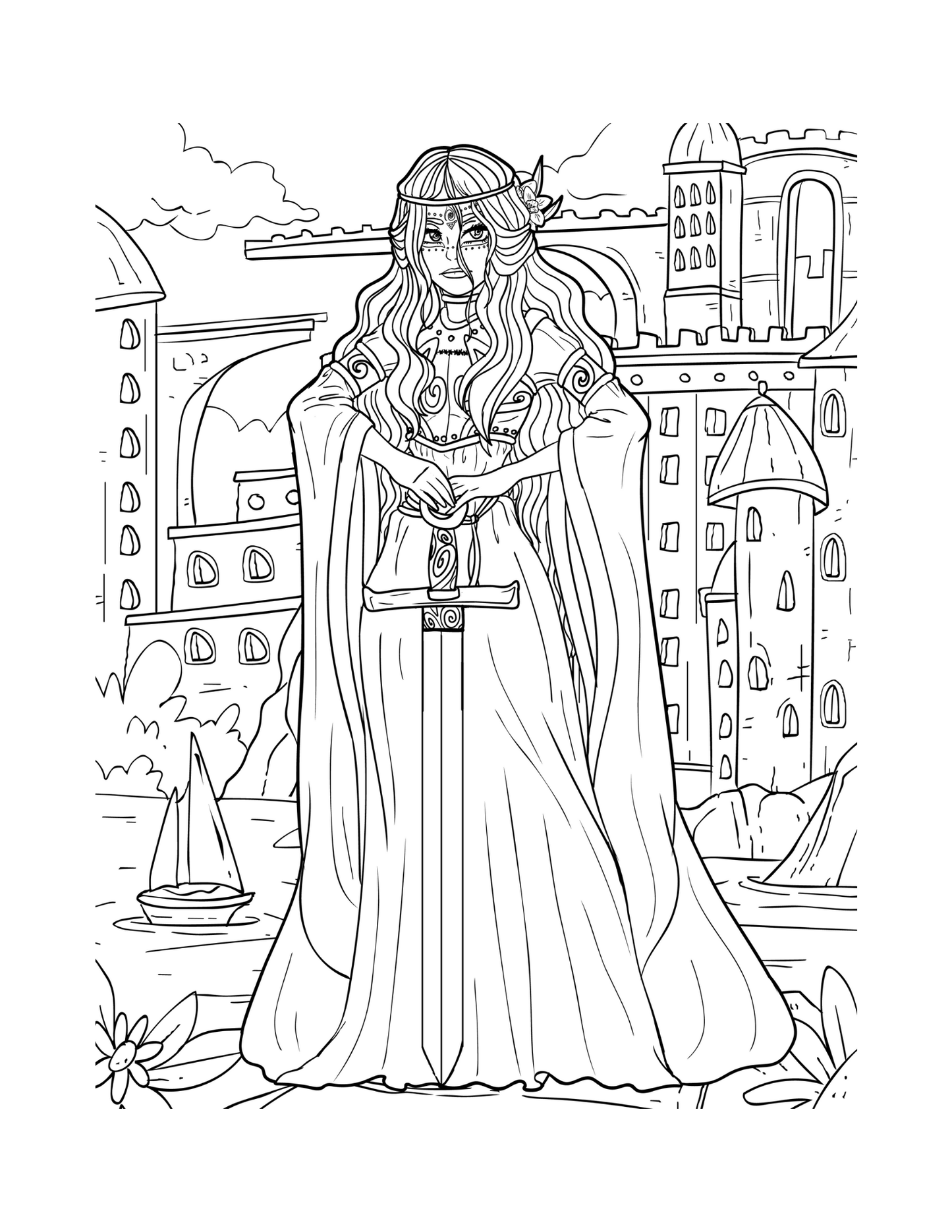 Dark Fantasy : Coloring Book with Mythical Creatures Women for Adults & Teens